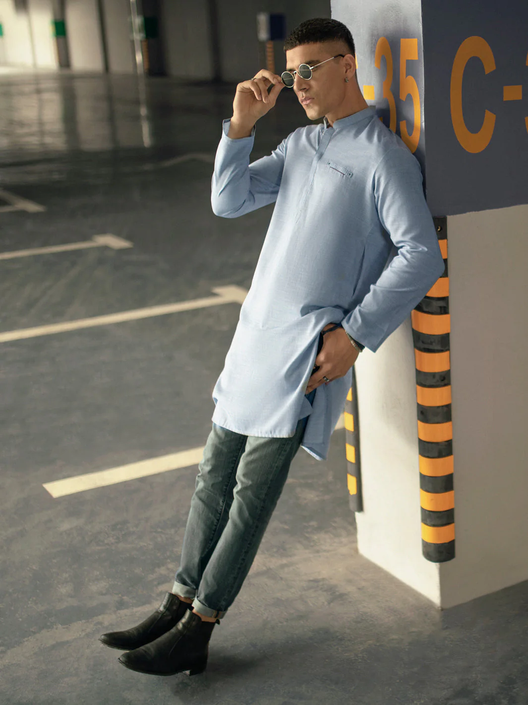 LIGHT BLUE BLENDED KURTA | AL-K-US-1113B/AM-6116B - Image 4