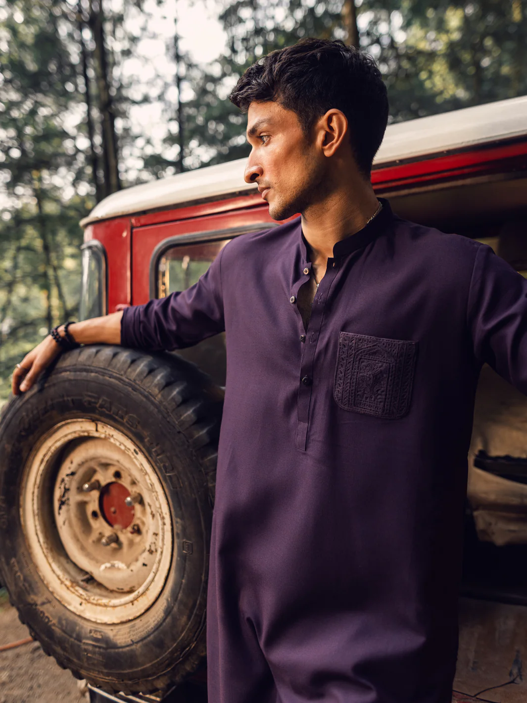 DARK PURPLE BLENDED KURTA | AL-K-US-1114D/AM-6103E - Image 2