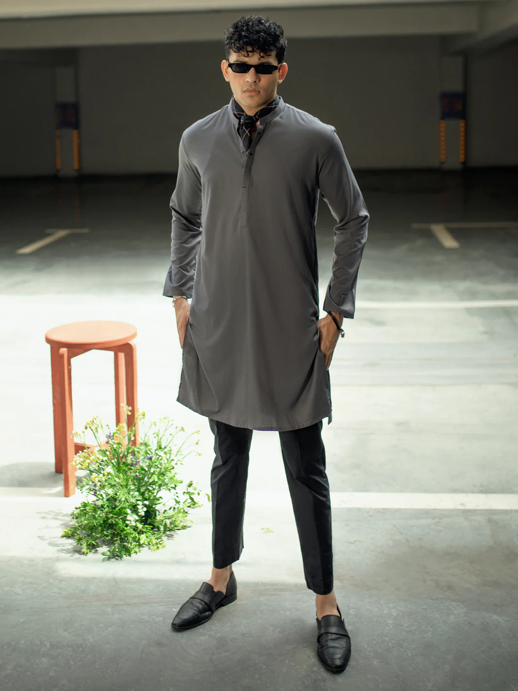 GREY BLENDED KURTA | AL-K-US-1115/AM-6113A - Image 4