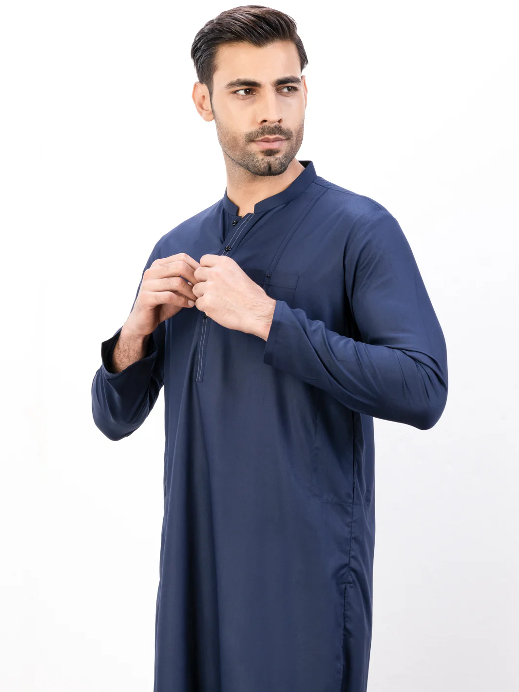NAVY BLUE BLENDED KURTA | AL-K-US-1118/AM-6113D - Image 2