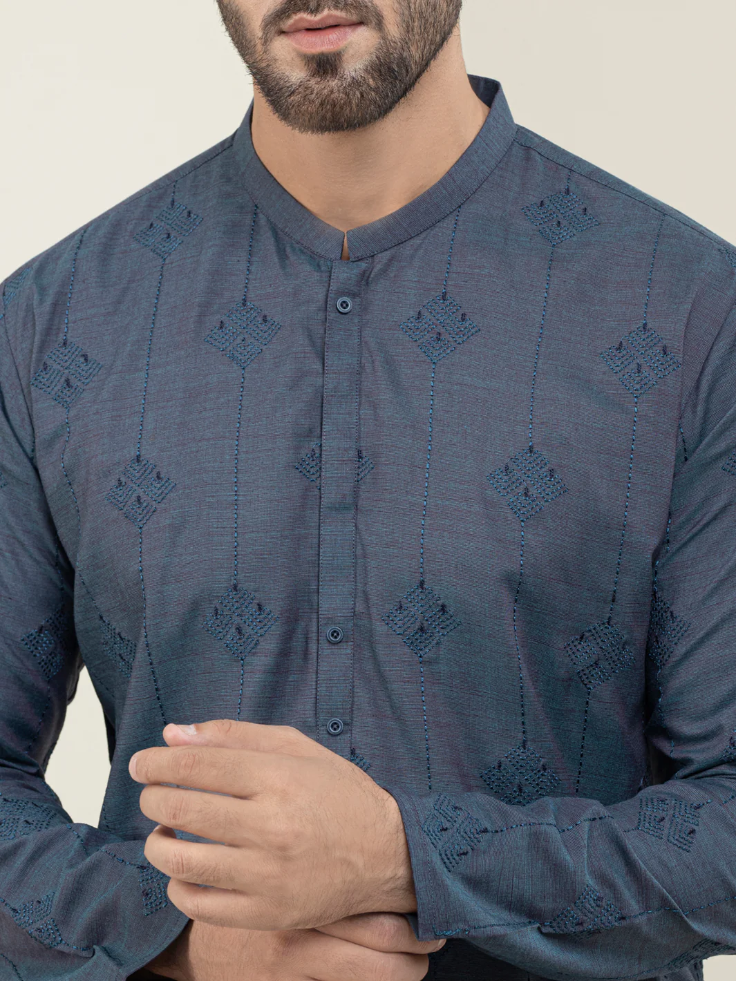 BLUE BLENDED KURTA | AL-K-US-1120B/AM-6116E - Image 3