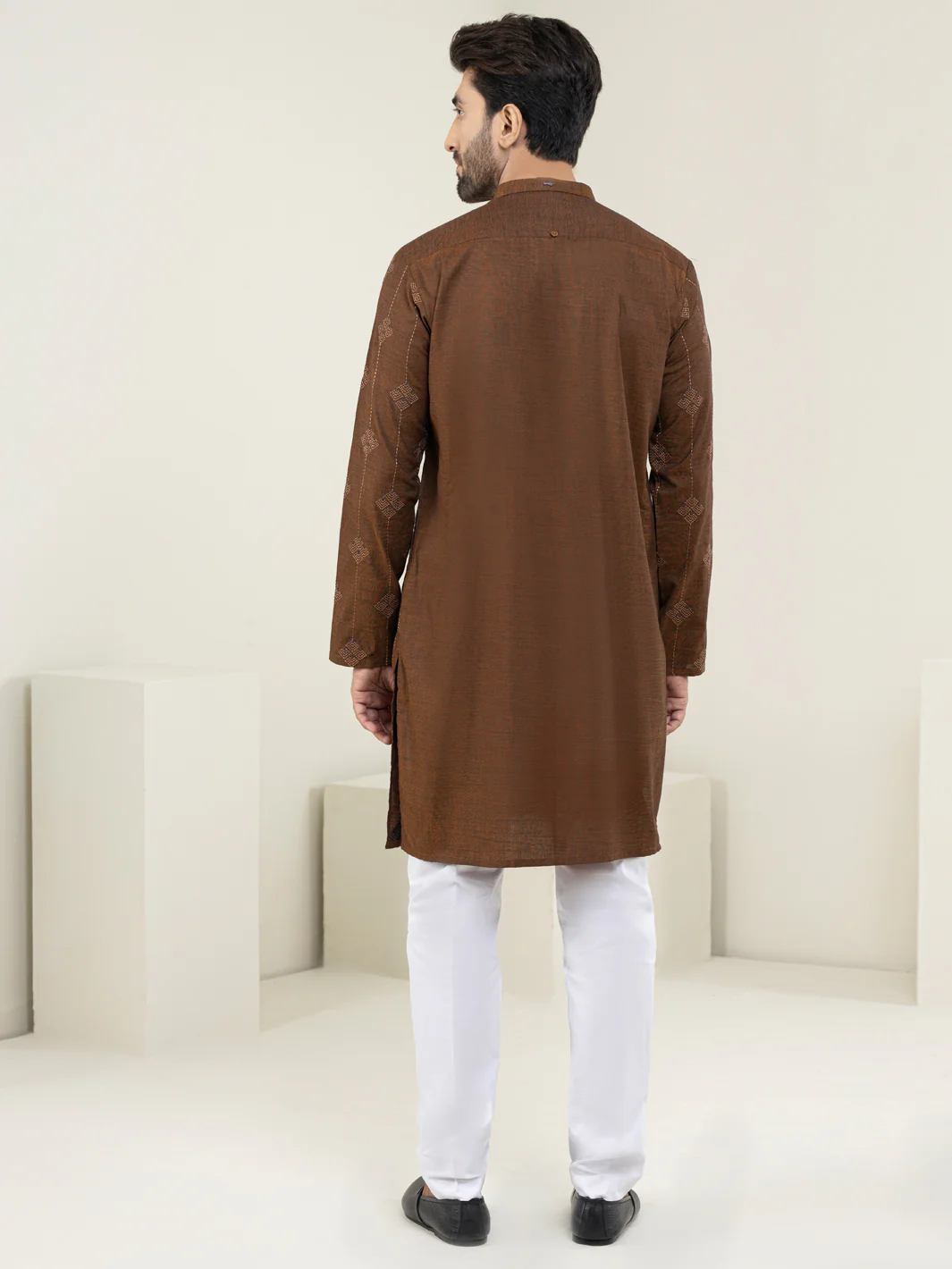 BROWN BLENDED KURTA | AL-K-US-1120D/AM-6116G - Image 2