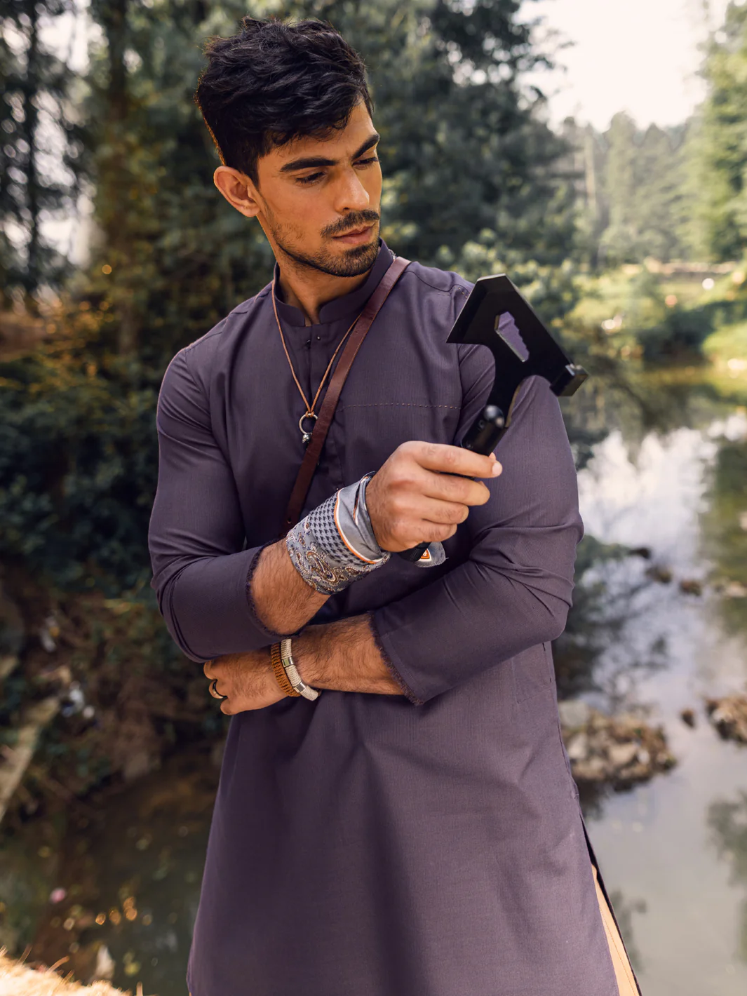 PURPLE BLENDED KURTA | AL-K-US-1122/AM-6069E - Image 3