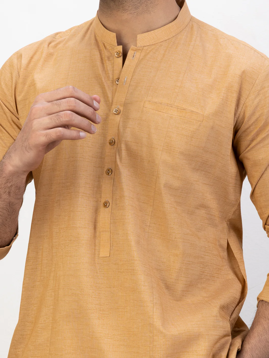 LIGHT ORANGE BLENDED KURTA | AL-K-US-1123/AM-6118C - Image 2