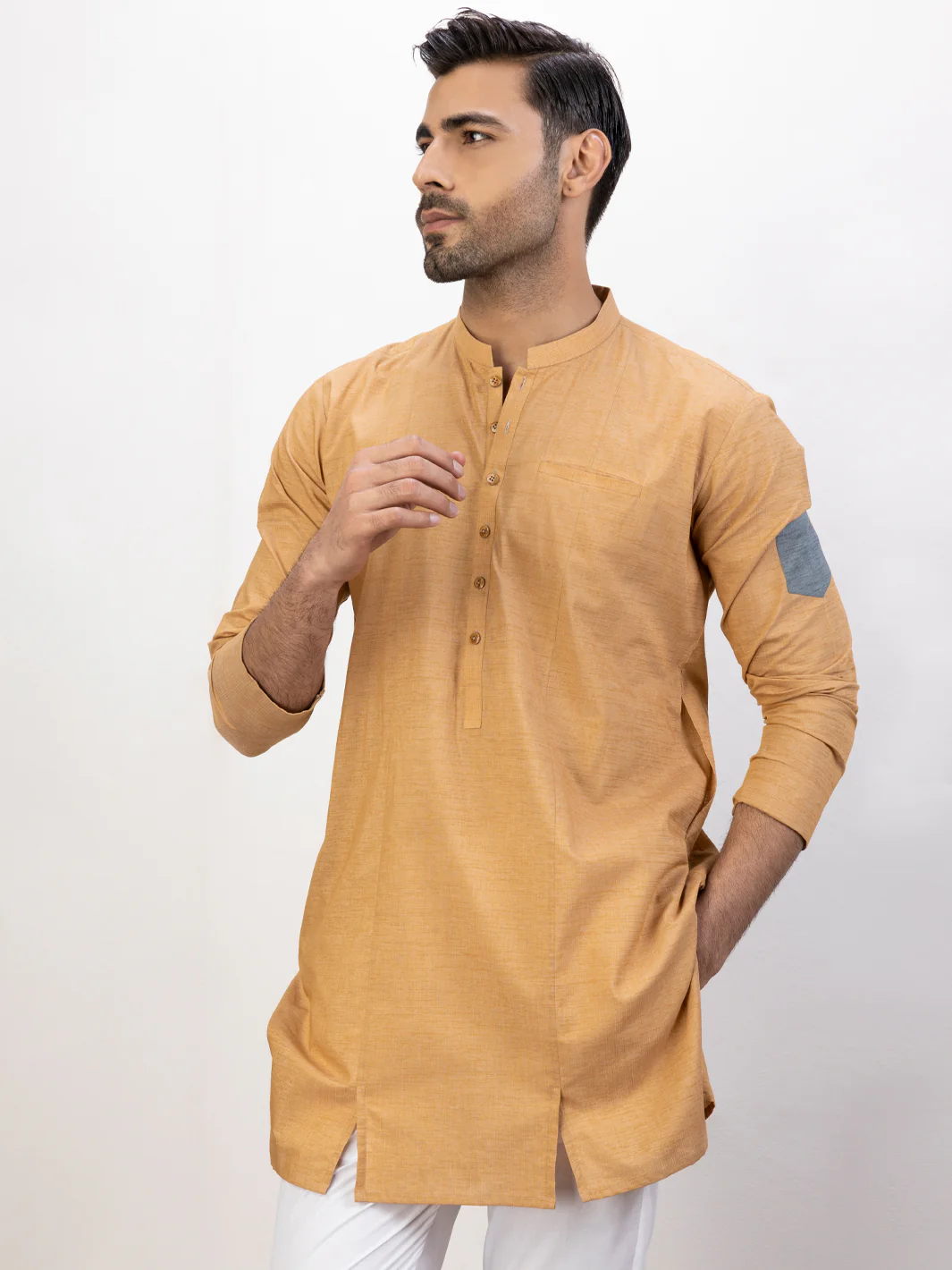 LIGHT ORANGE BLENDED KURTA | AL-K-US-1123/AM-6118C - Image 3