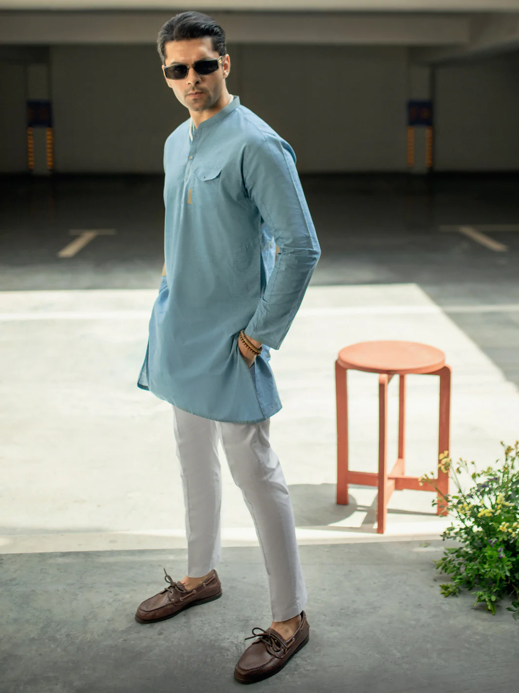 BLUE BLENDED KURTA | AL-K-US-1125/AM-6118F - Image 3