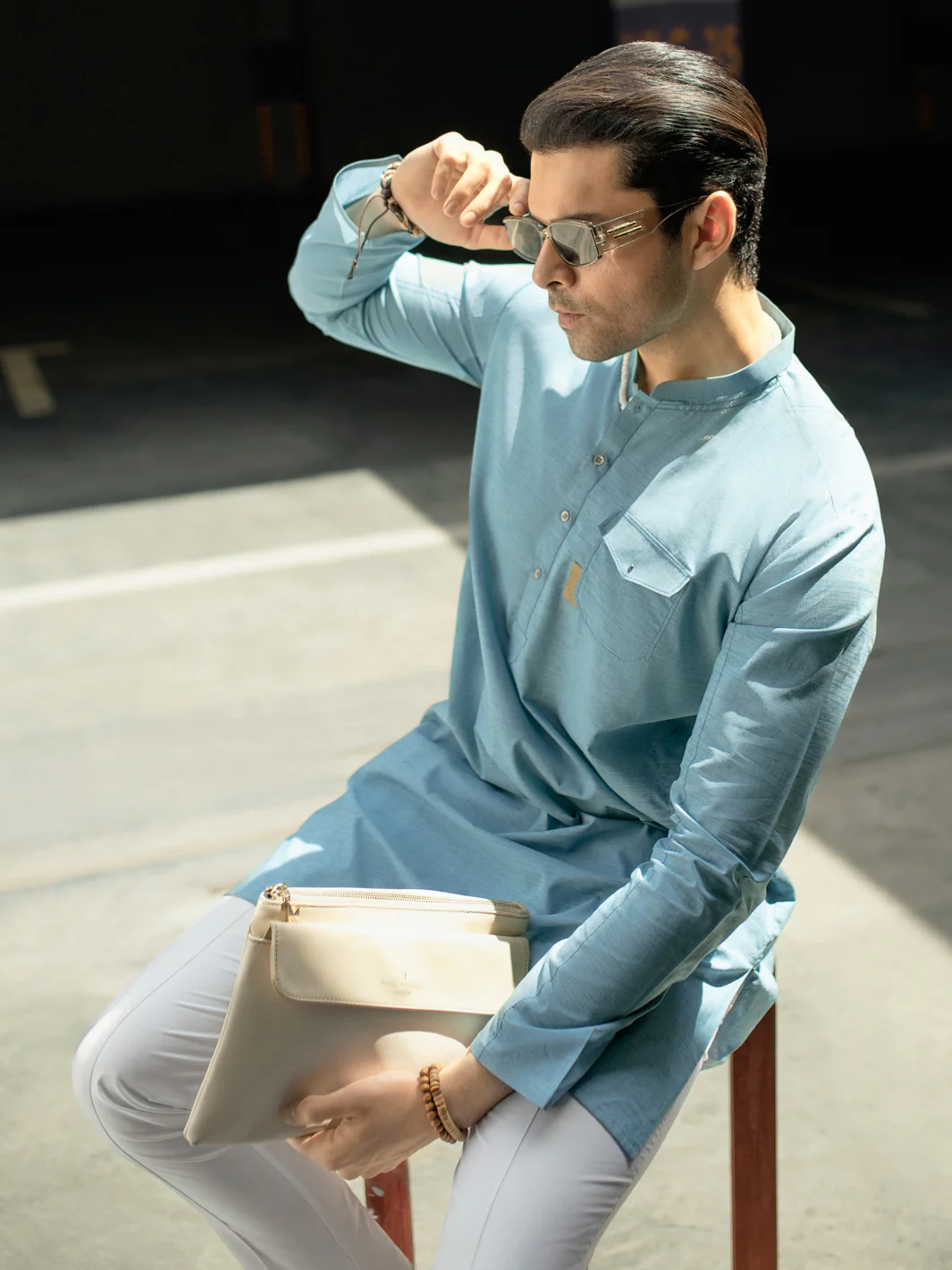 BLUE BLENDED KURTA | AL-K-US-1125/AM-6118F - Image 4