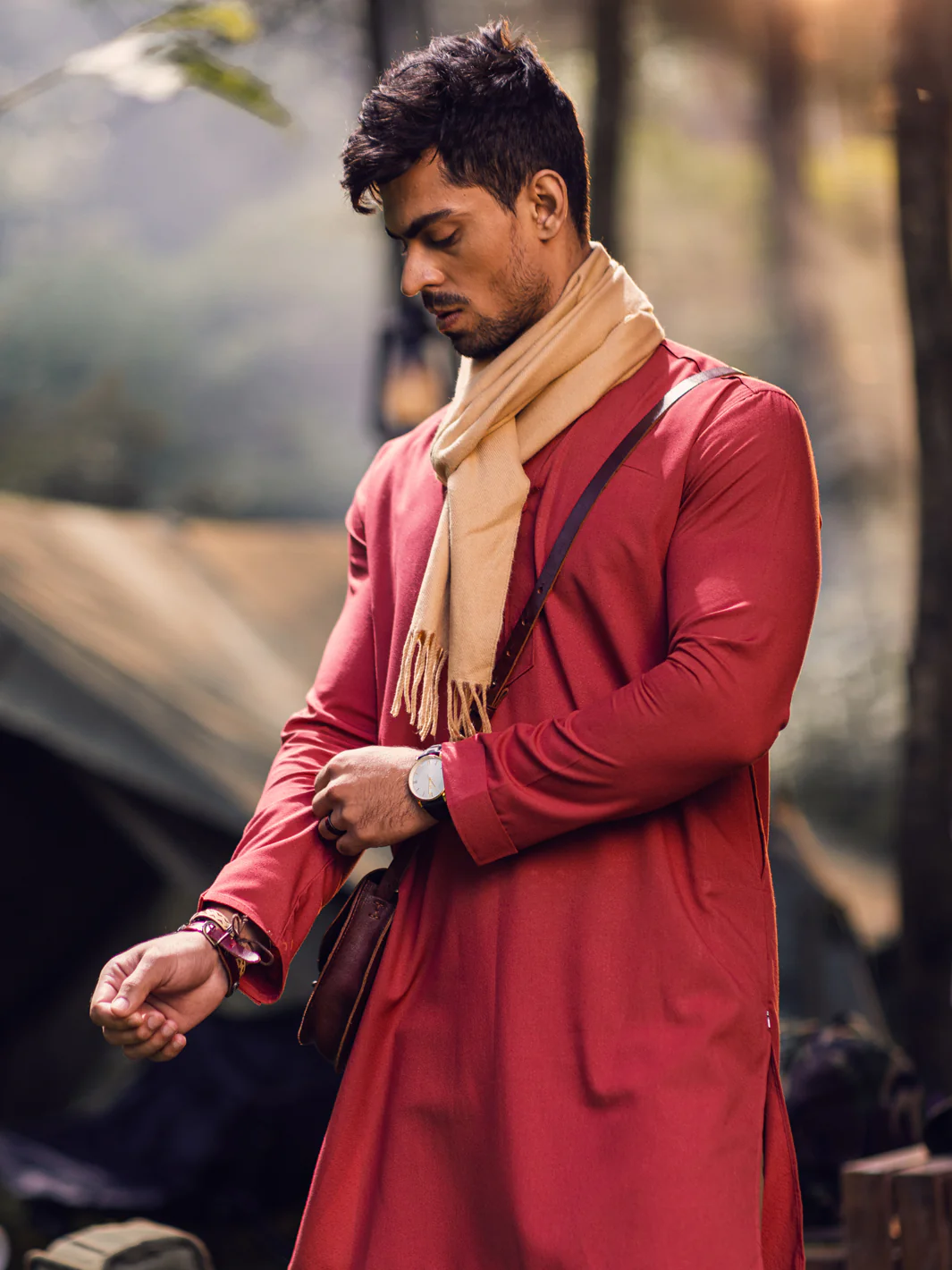 RED BLENDED KURTA | AL-K-US-1143A/AM-6120A - Image 4