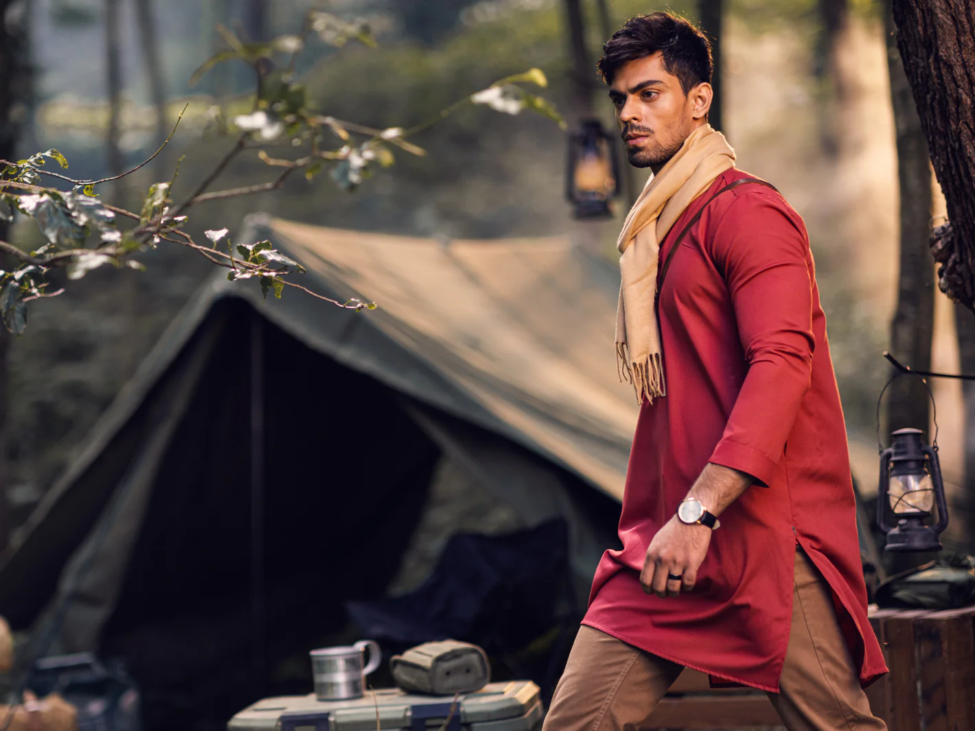 RED BLENDED KURTA | AL-K-US-1143A/AM-6120A - Image 5