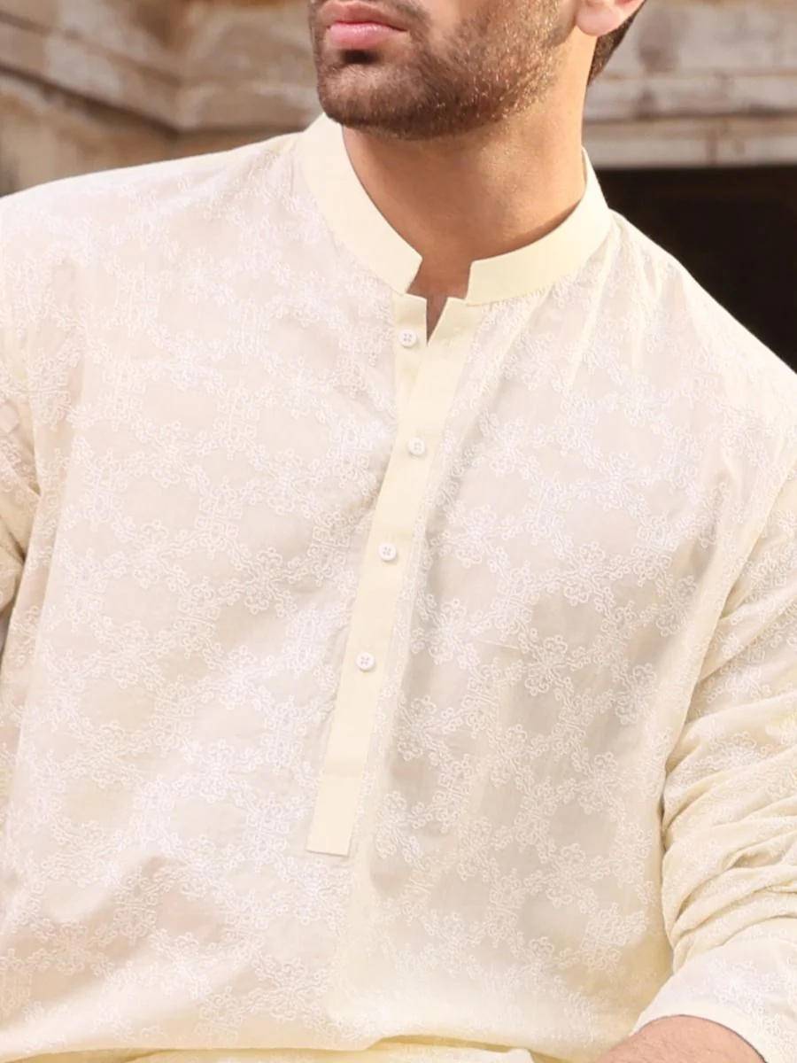 LEMON YELLOW COTTON KURTA | AL-K-US-712B V-2 2021 - Image 2