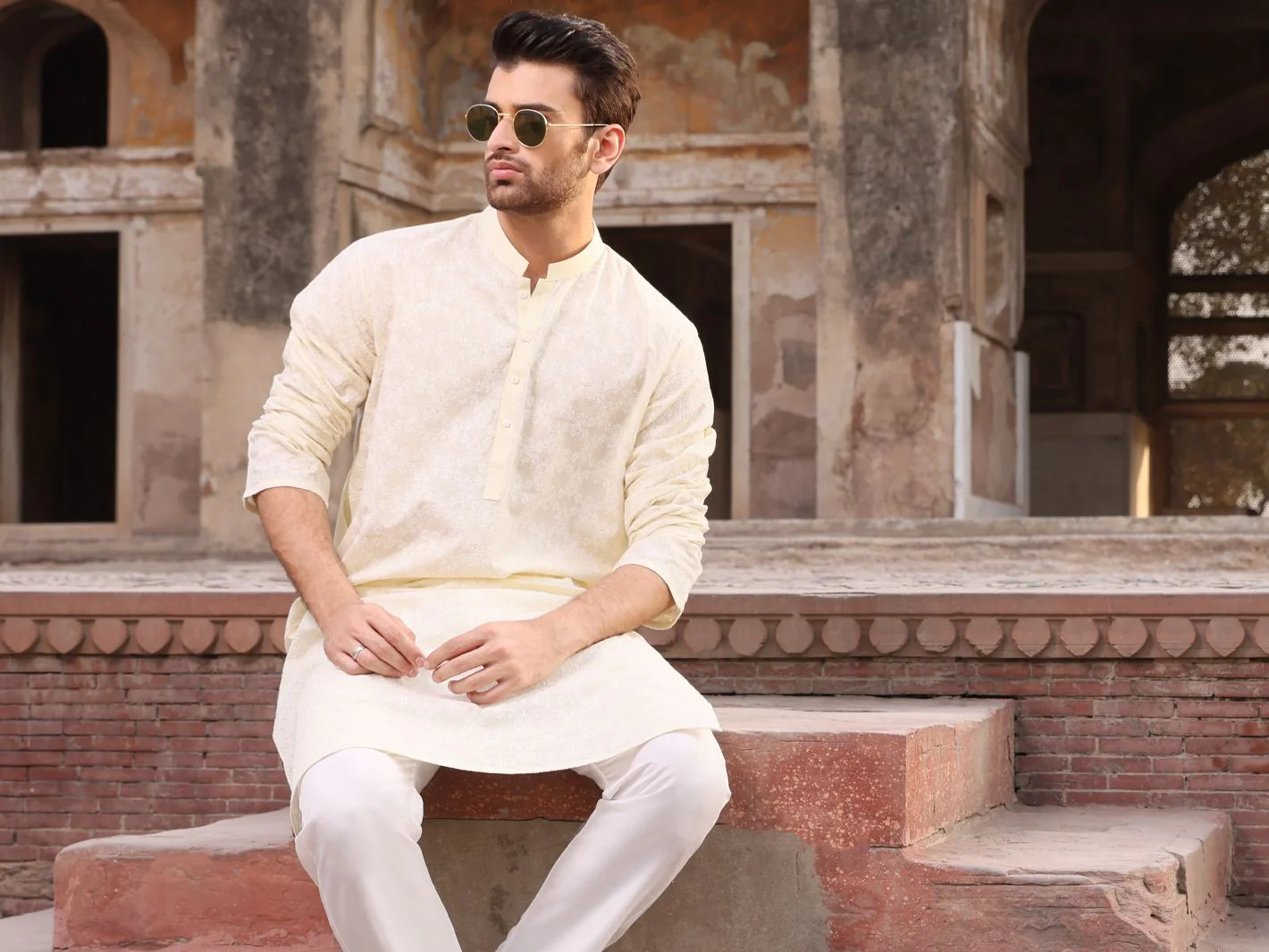 LEMON YELLOW COTTON KURTA | AL-K-US-712B V-2 2021 - Image 3