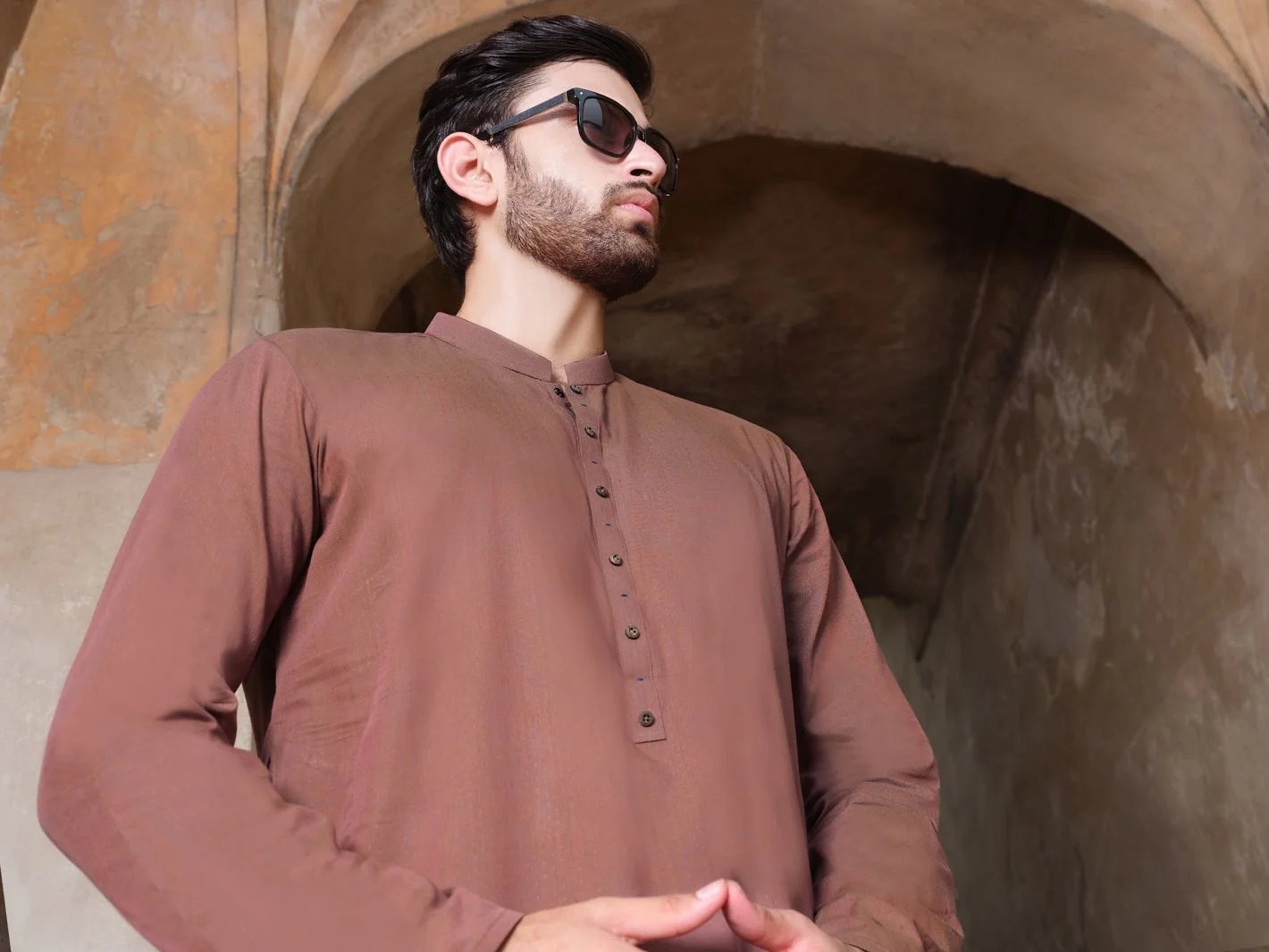 BROWN COTTON KURTA | AL-K-US-881 V-4 2020 - Image 3