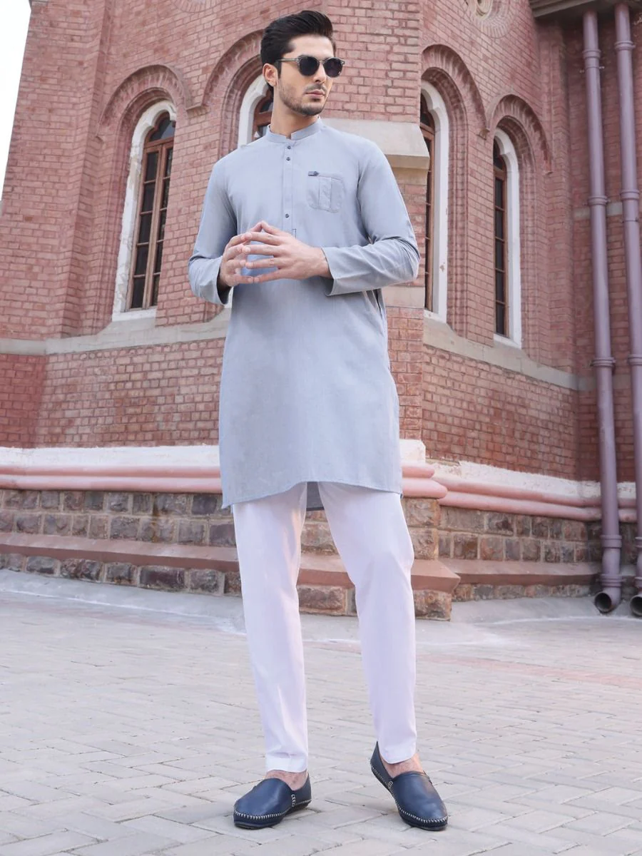 LIGHT BLUE COTTON KURTA | AL-K-US-886 V-1 2021