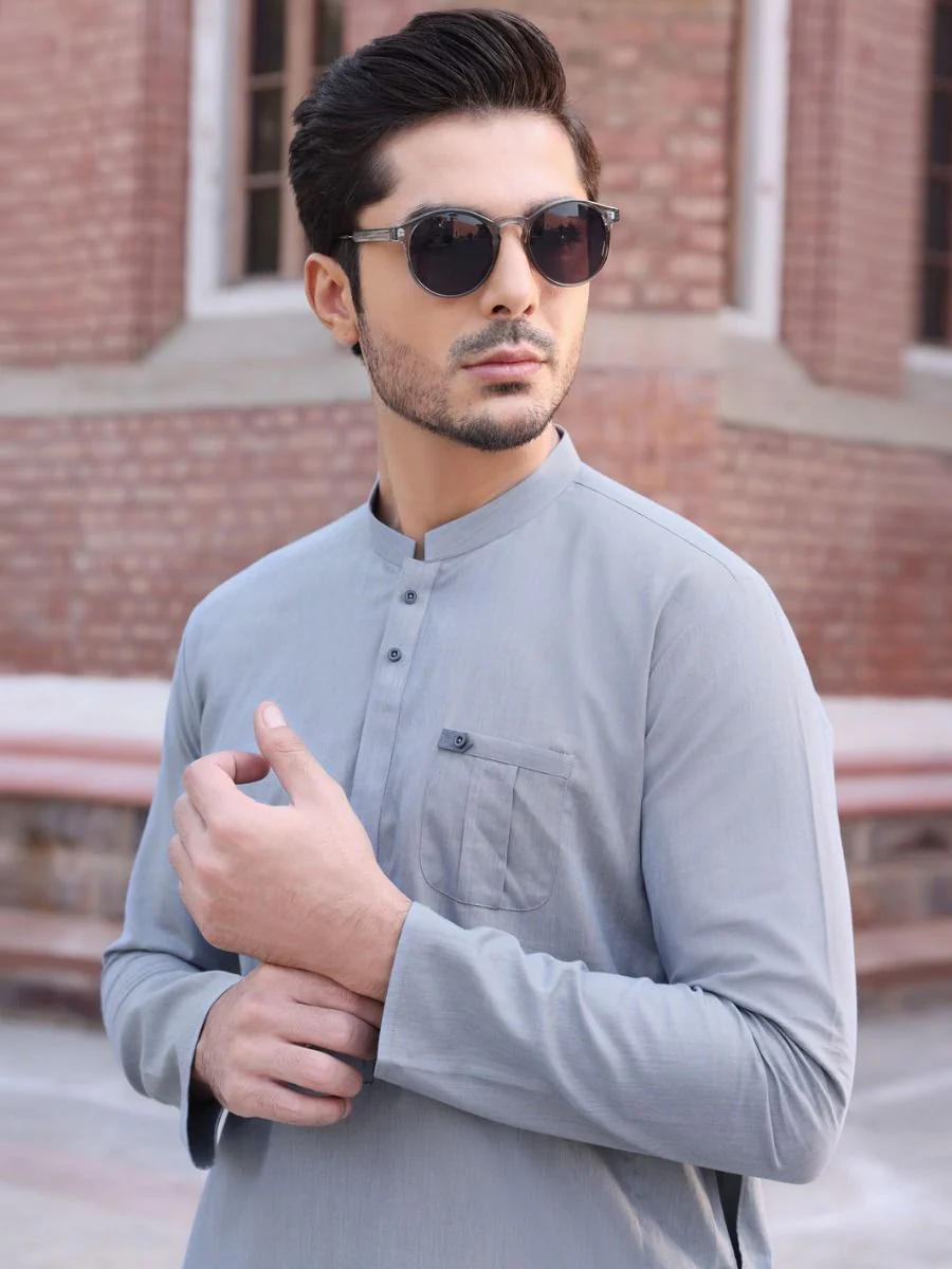 LIGHT BLUE COTTON KURTA | AL-K-US-886 V-1 2021 - Image 2