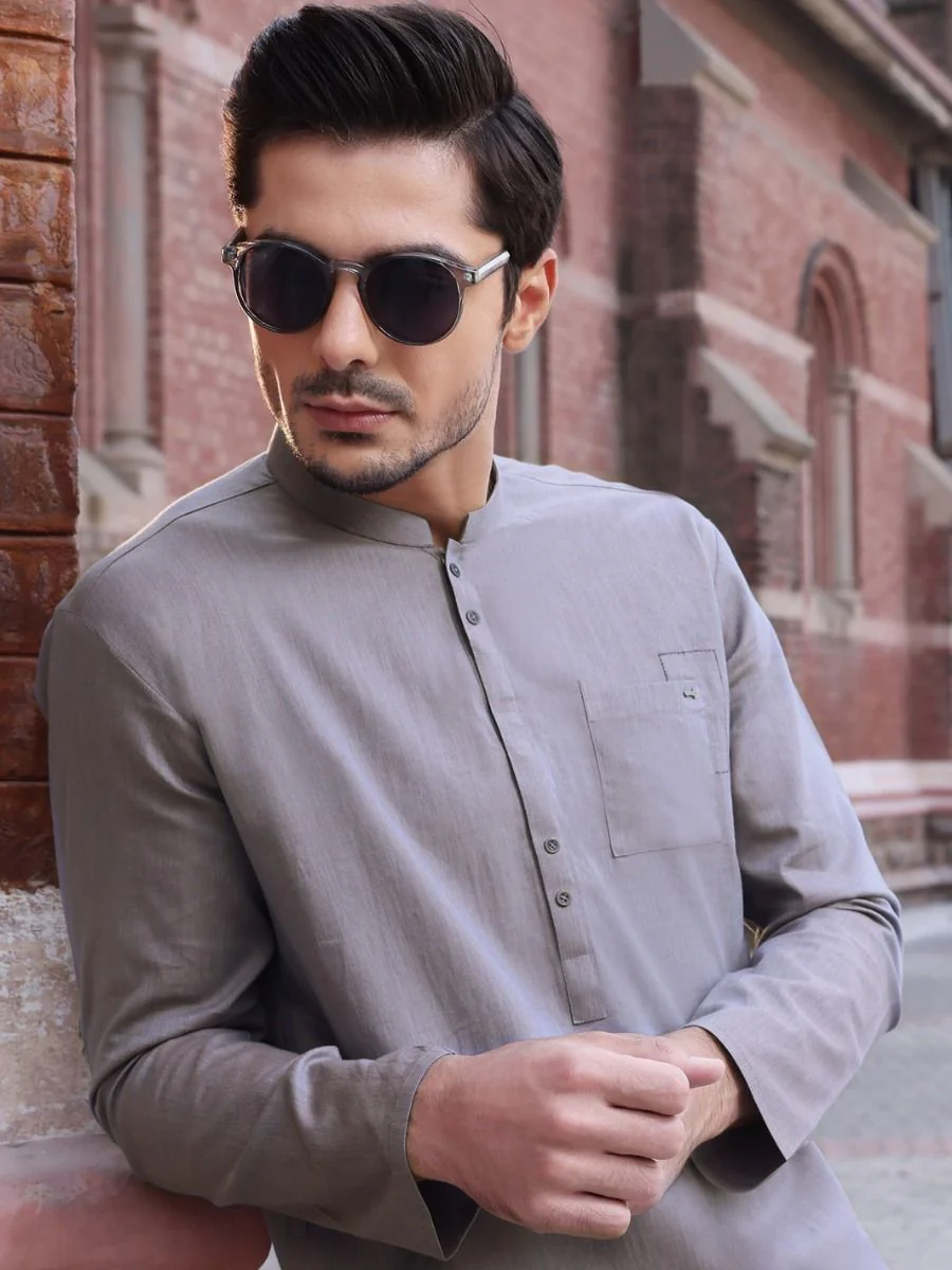 GREY COTTON KURTA | AL-K-US-887 V-1 2021 - Image 2