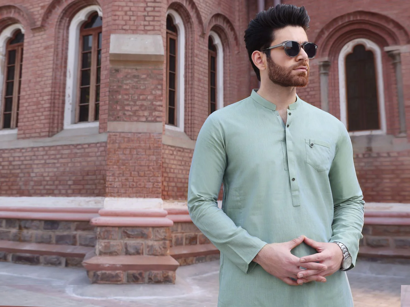 LIGHT GREEN COTTON KURTA | AL-K-US-888 V-1 2021 - Image 3