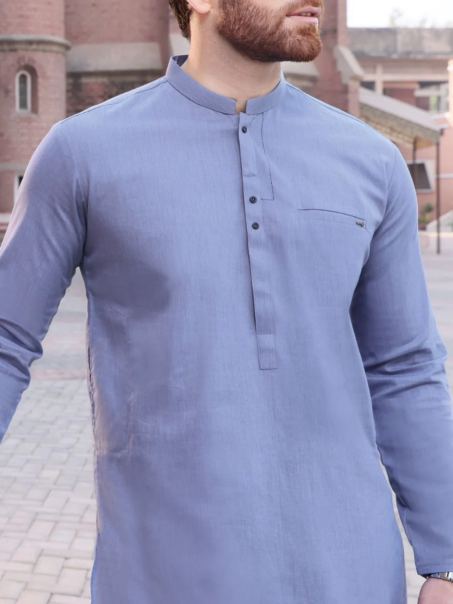 BLUE COTTON KURTA | AL-K-US-889 V-1 2021 - Image 2