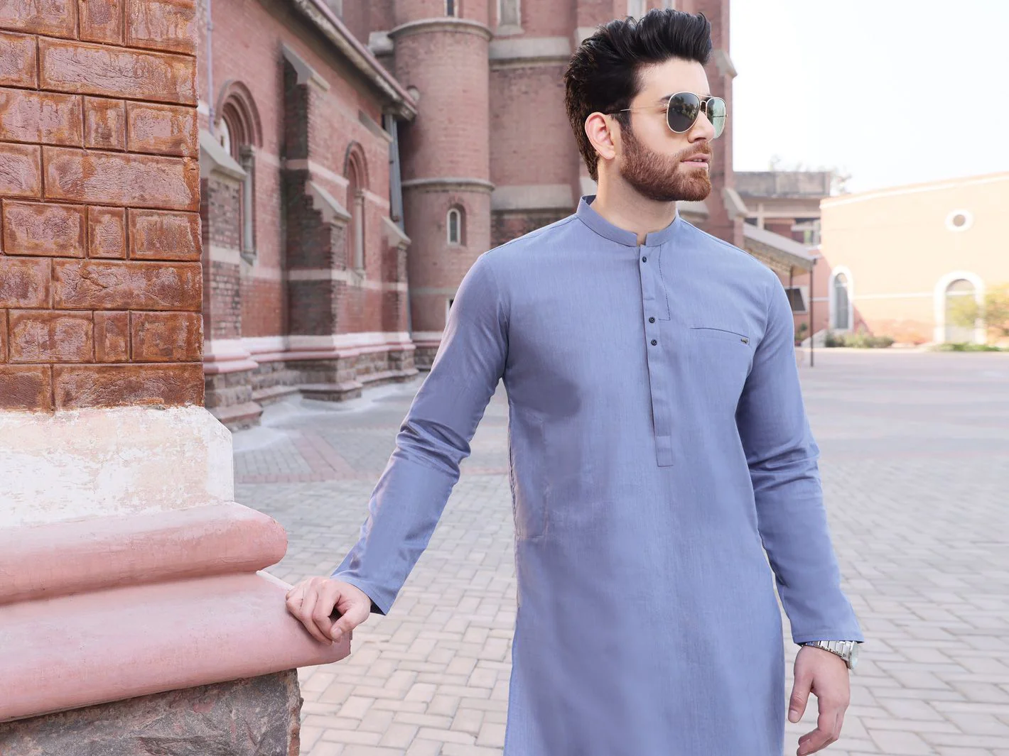 BLUE COTTON KURTA | AL-K-US-889 V-1 2021 - Image 3