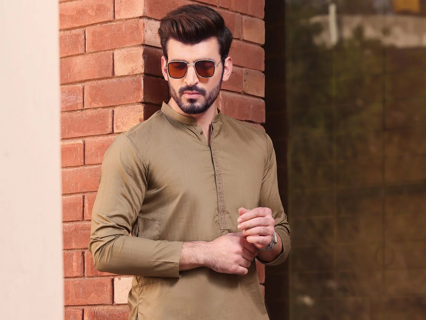 GREEN COTTON KURTA | AL-K-US-894 V-1 2021 - Image 3