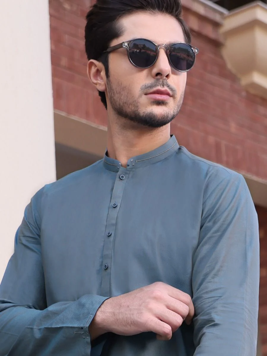 BLUE COTTON KURTA | AL-K-US-901 V-1 2021 - Image 3
