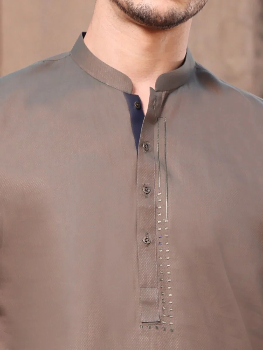 OLIVE GREEN COTTON KURTA | AL-K-US-902 V-2 2021 - Image 3