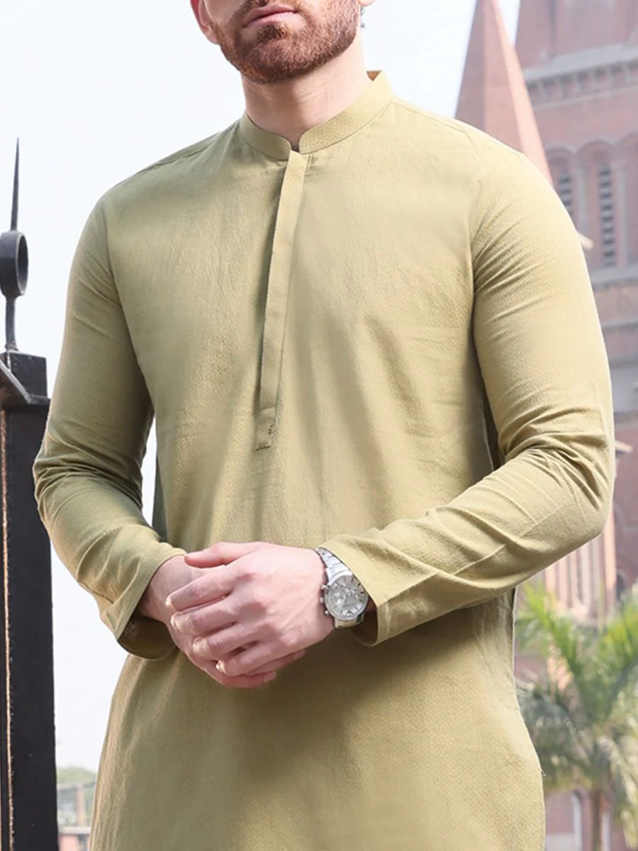 GREEN COTTON KURTA | AL-K-US-909 V-1 2021 - Image 2
