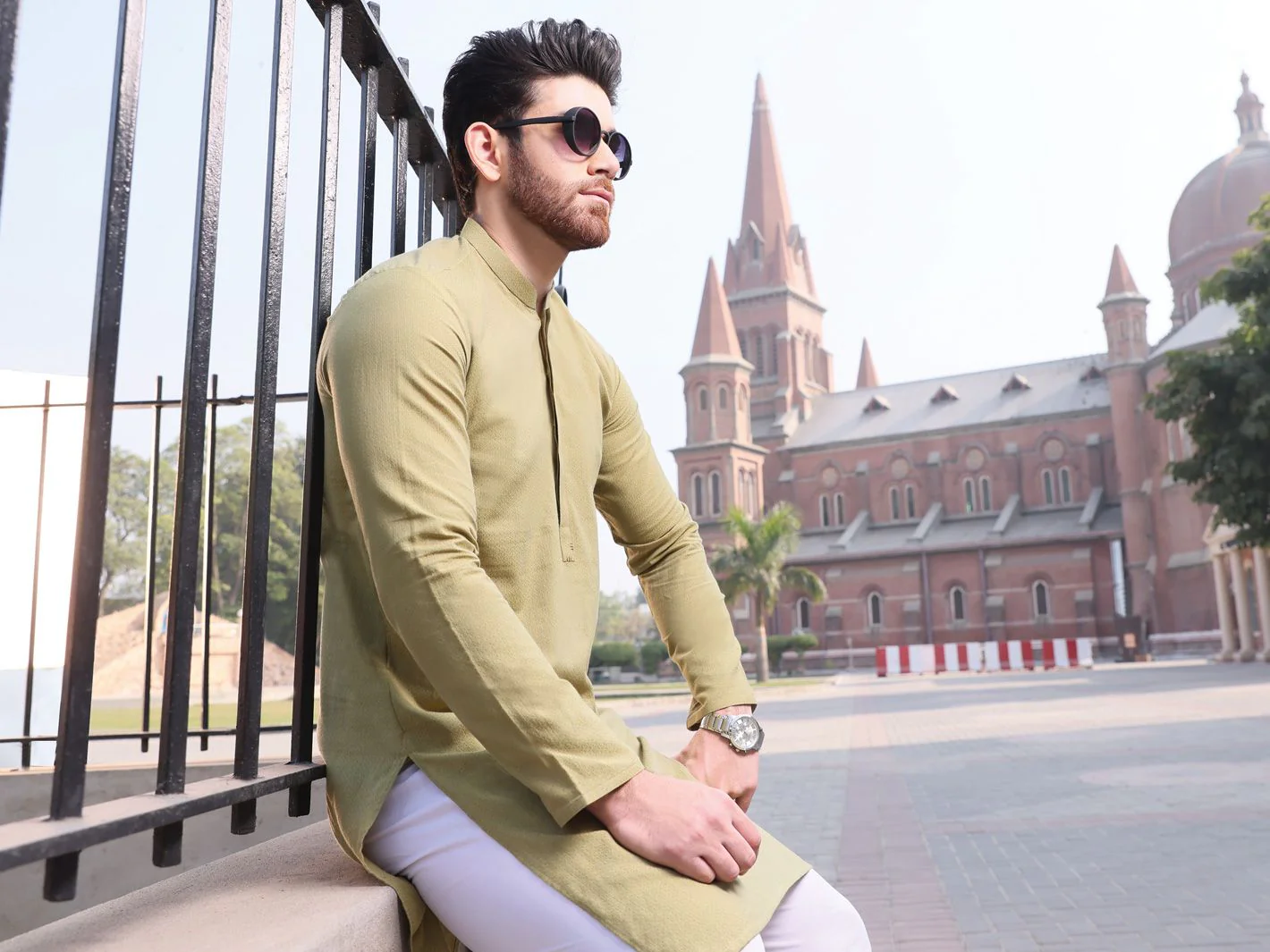 GREEN COTTON KURTA | AL-K-US-909 V-1 2021 - Image 3