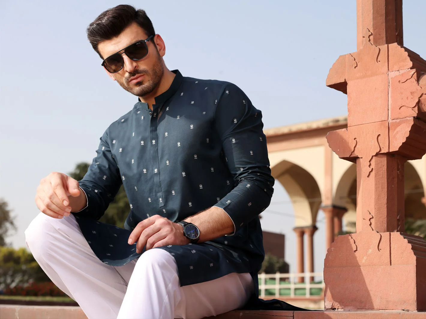 BLUE COTTON KURTA | AL-K-US-913A V-2 2021 - Image 2