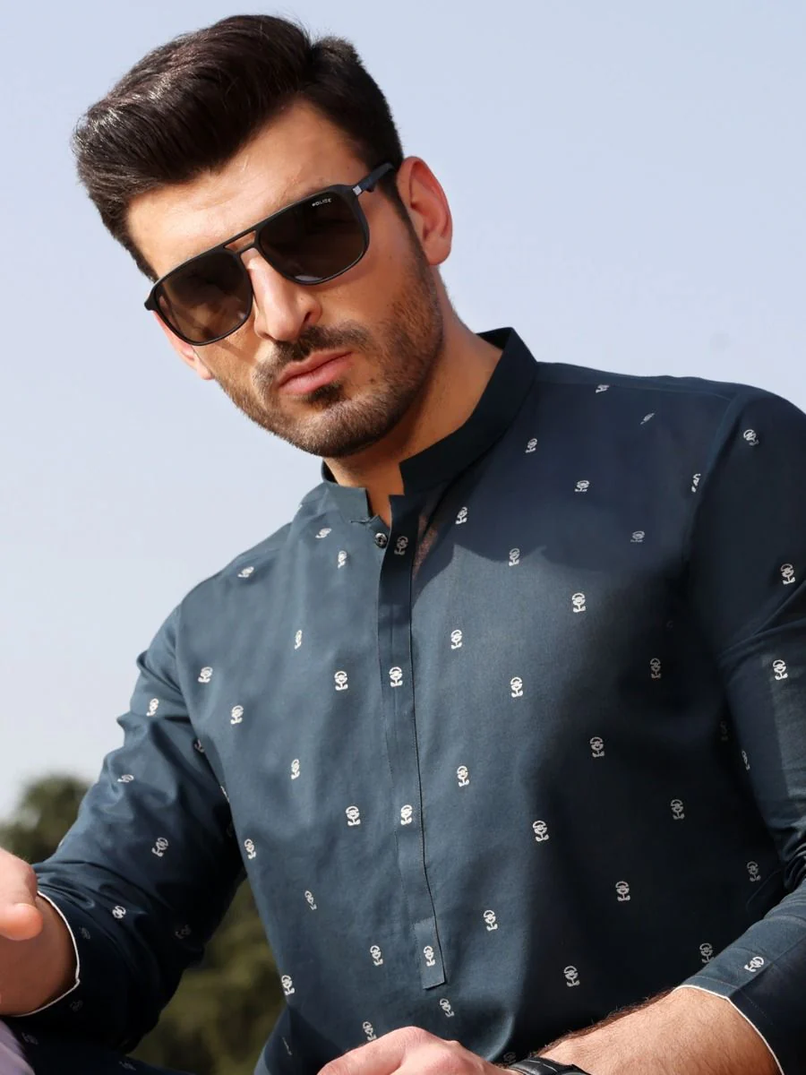 BLUE COTTON KURTA | AL-K-US-913A V-2 2021 - Image 3