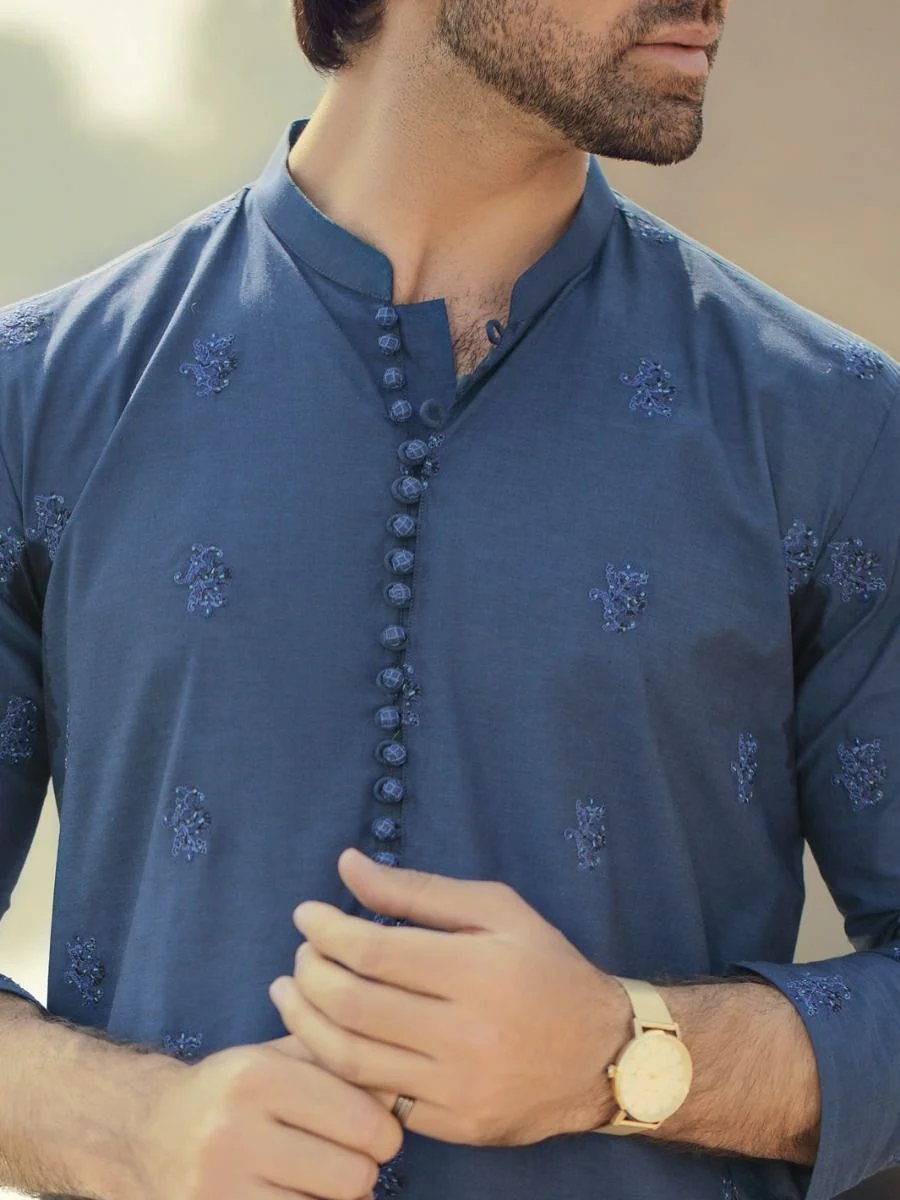 BLUE COTTON KURTA | AL-K-US-914B V-2 2021 - Image 2