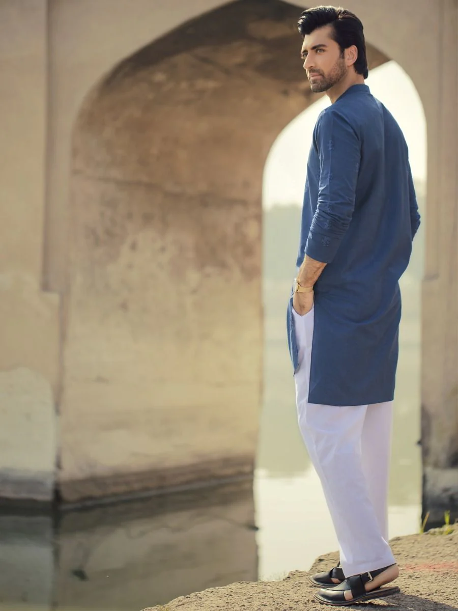 BLUE COTTON KURTA | AL-K-US-914B V-2 2021 - Image 3