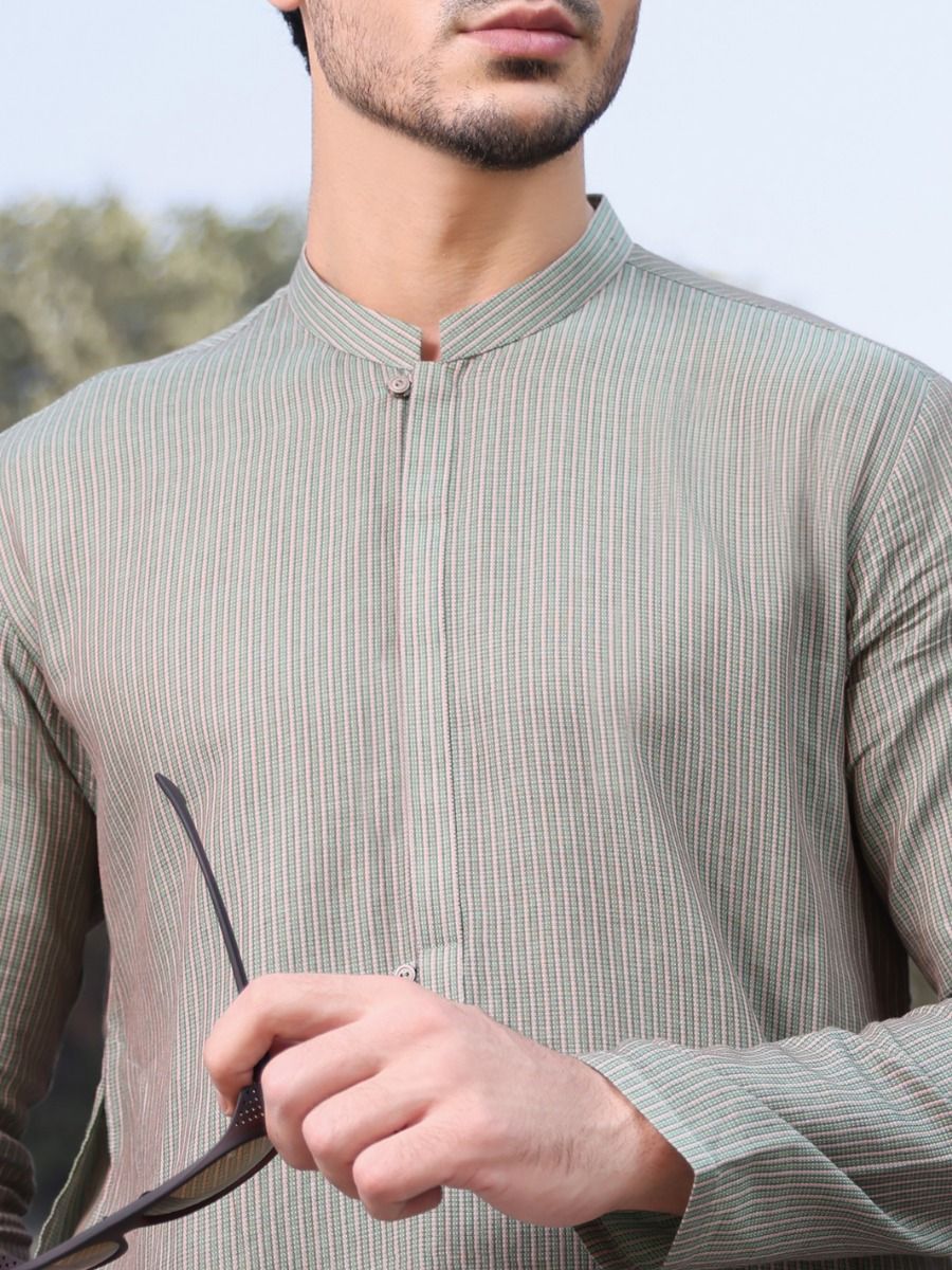 GREEN COTTON KURTA | AL-K-US-915 V-1 2021 - Image 2