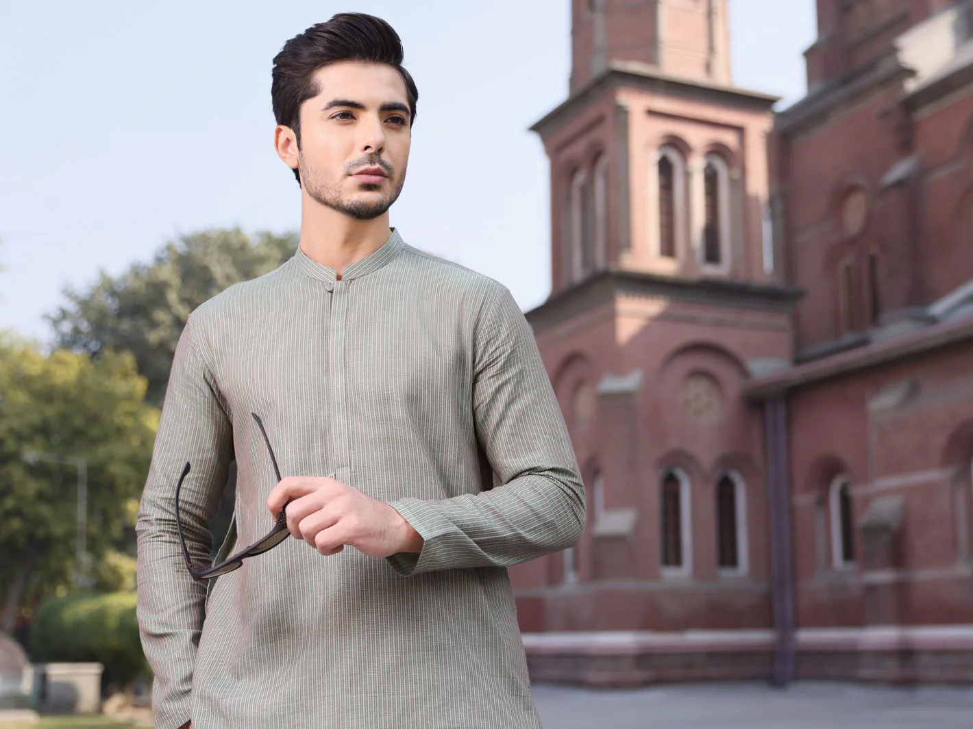 GREEN COTTON KURTA | AL-K-US-915 V-1 2021 - Image 3