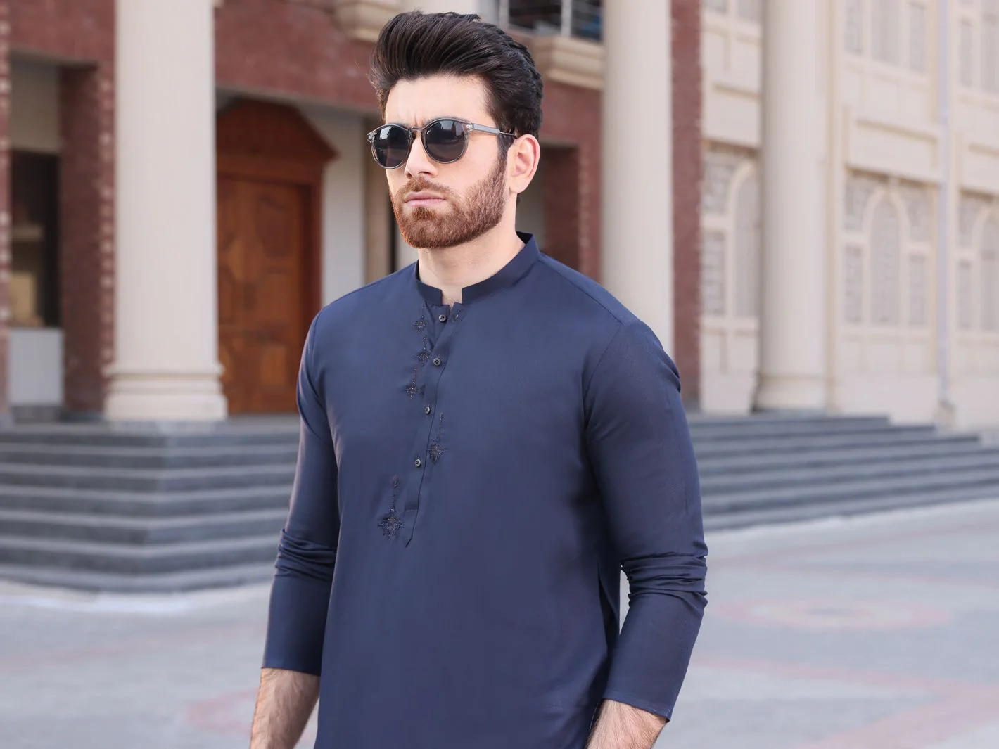 NAVY BLUE VISCOSE KURTA | AL-K-US-917 V-1 2021 - Image 3