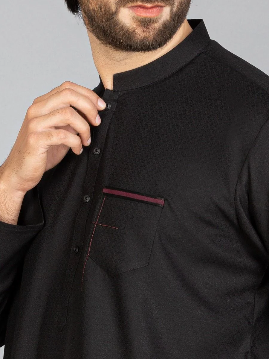 BLACK VISCOSE KURTA | AL-K-US-918 V-1 2021 - Image 2
