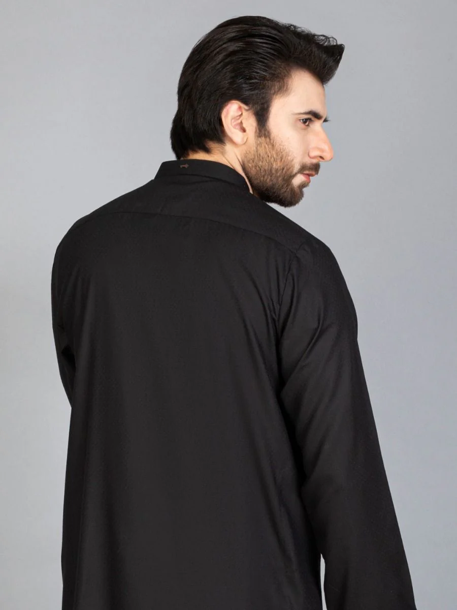 BLACK VISCOSE KURTA | AL-K-US-918 V-1 2021 - Image 3