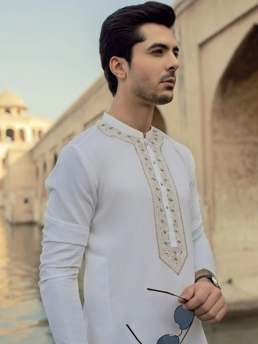 OFF WHITE VISCOSE KURTA | AL-K-US-919 V-2 2021 - Image 3