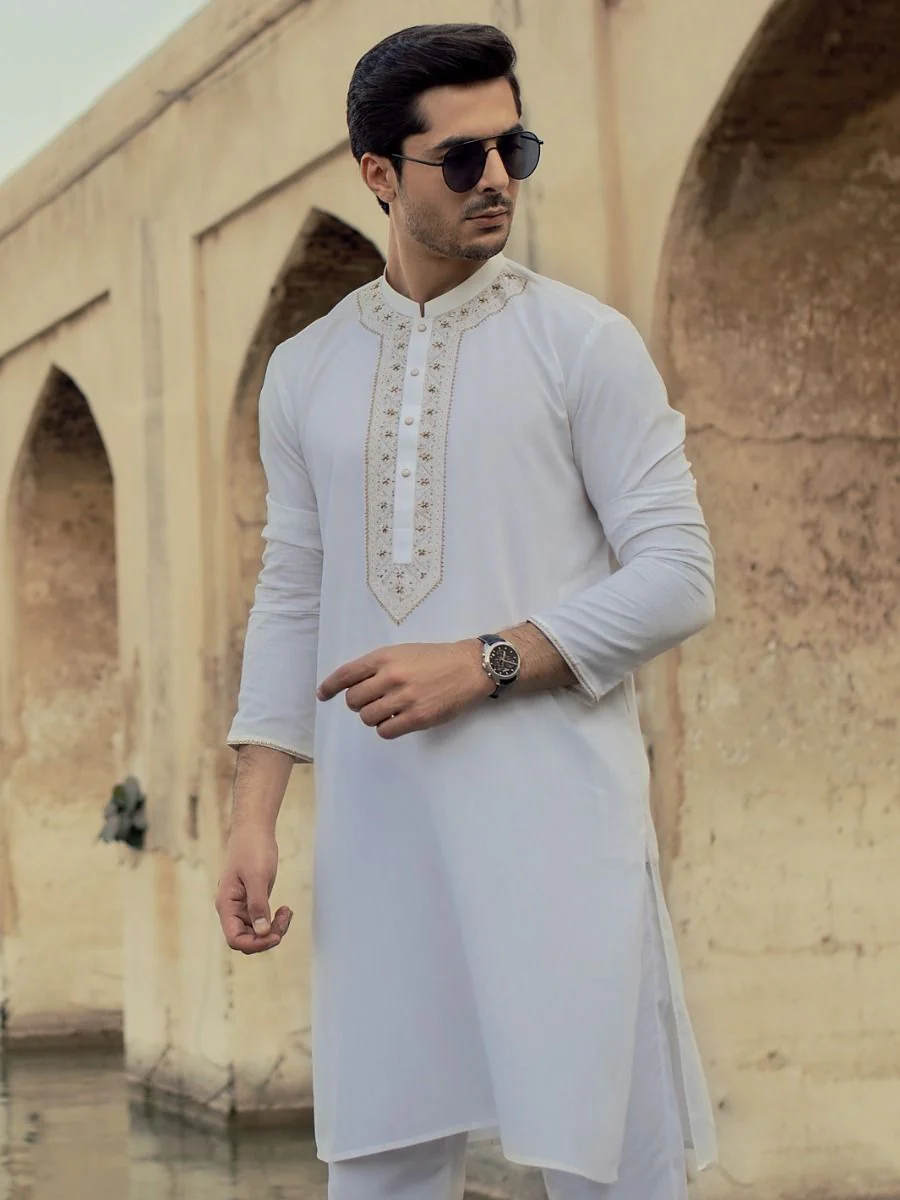 OFF WHITE VISCOSE KURTA | AL-K-US-919 V-2 2021 - Image 4