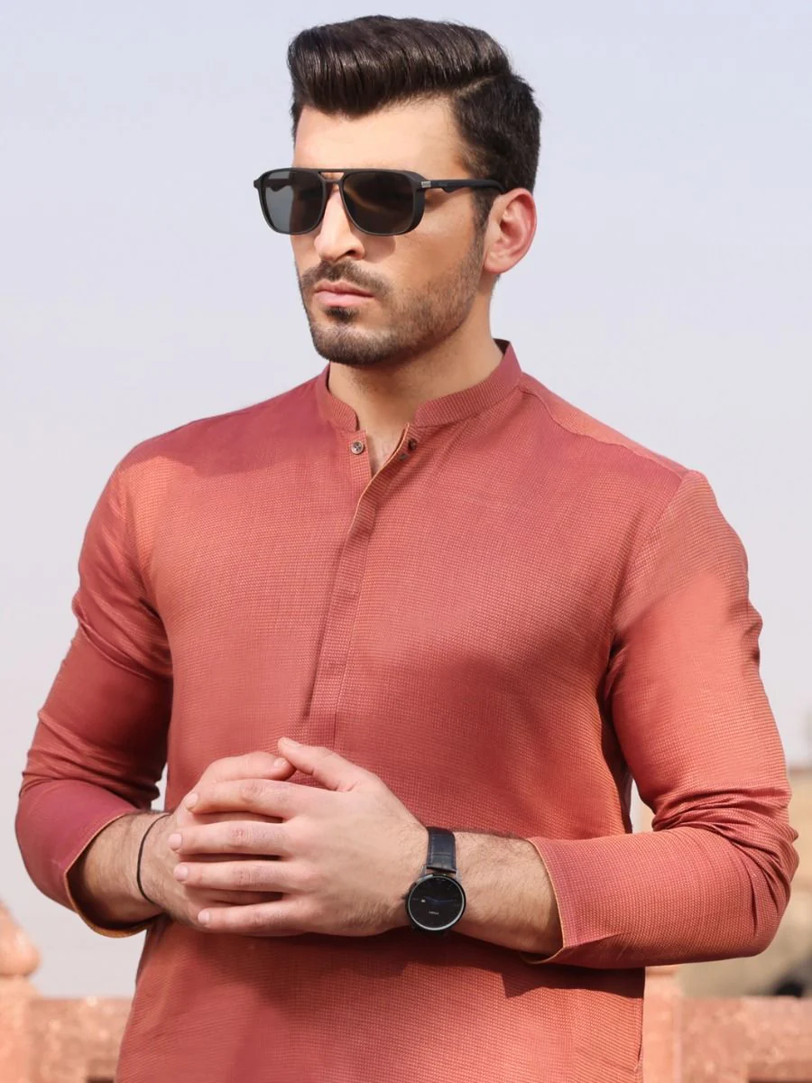 ORANGE COTTON KURTA | AL-K-US-925 V-2 2021 - Image 2