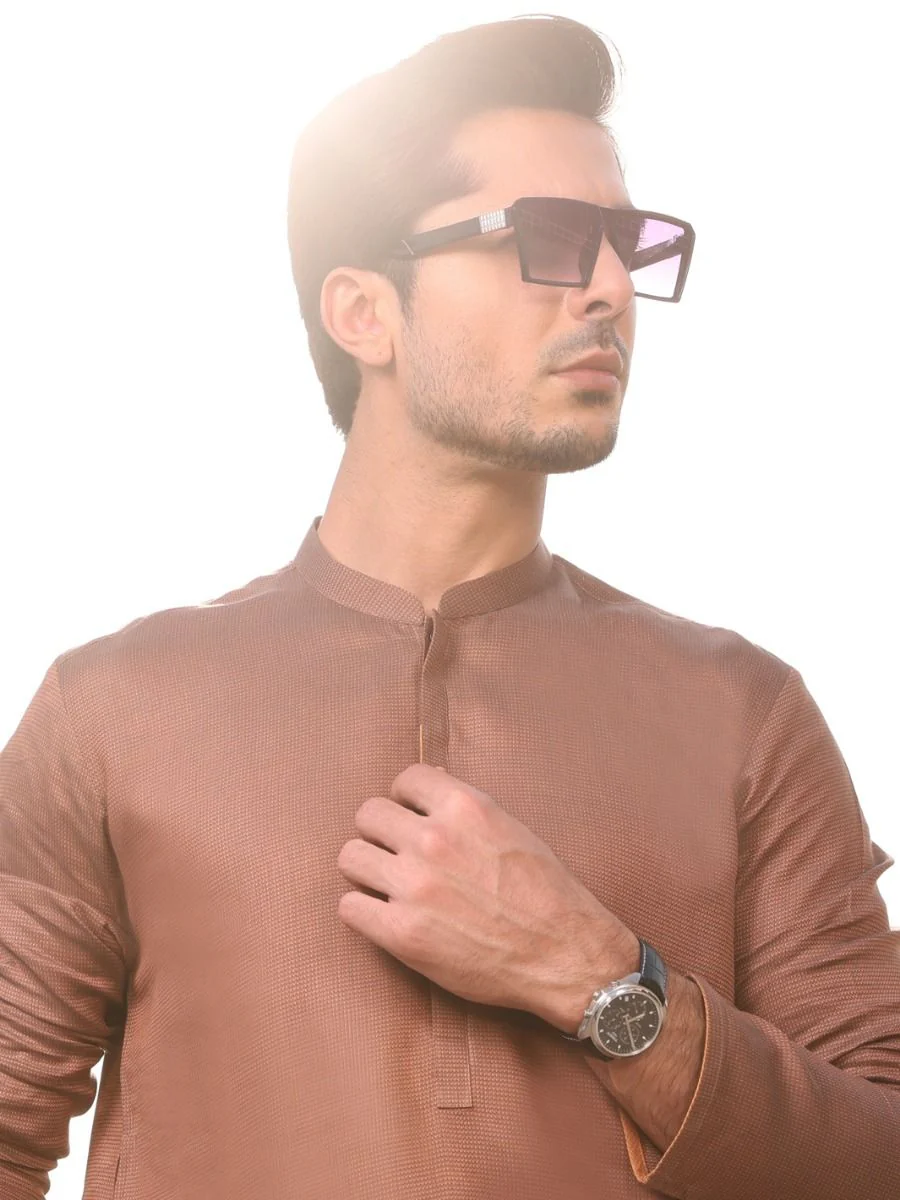 BROWN COTTON KURTA | AL-K-US-926 V-2 2021 - Image 3