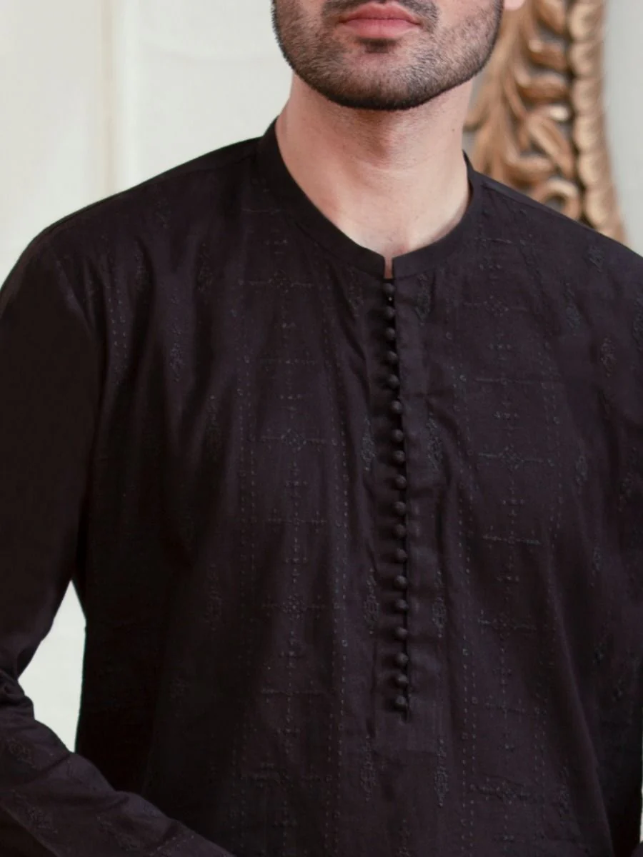 BLACK COTTON KURTA | AL-K-US-929B/AM-5026D - Image 2