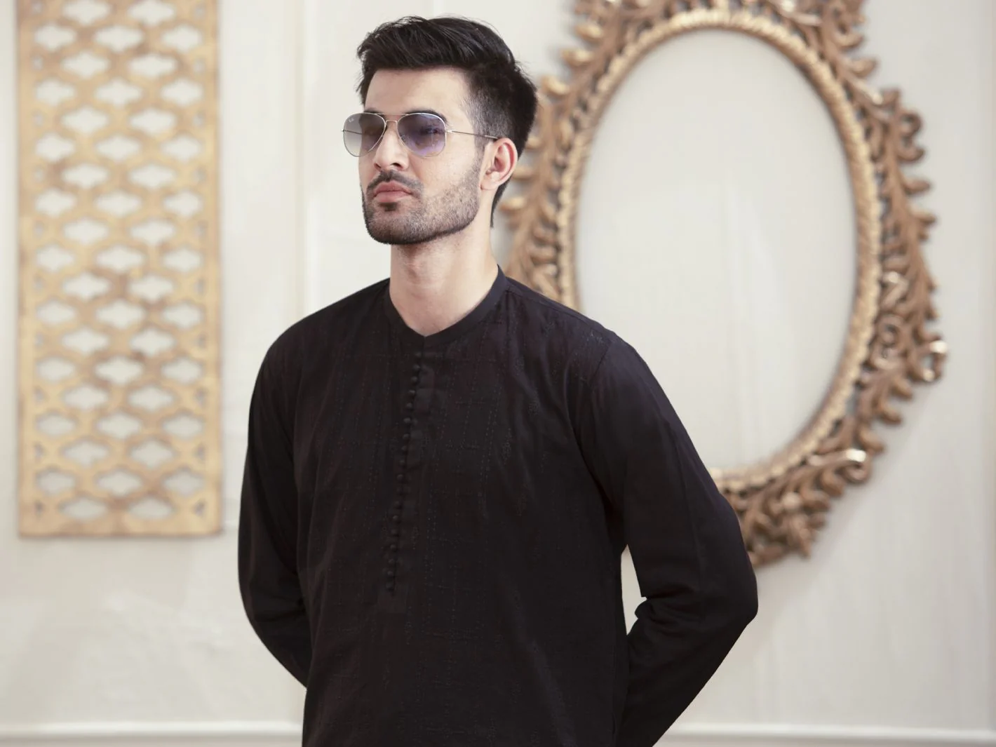 BLACK COTTON KURTA | AL-K-US-929B/AM-5026D - Image 3