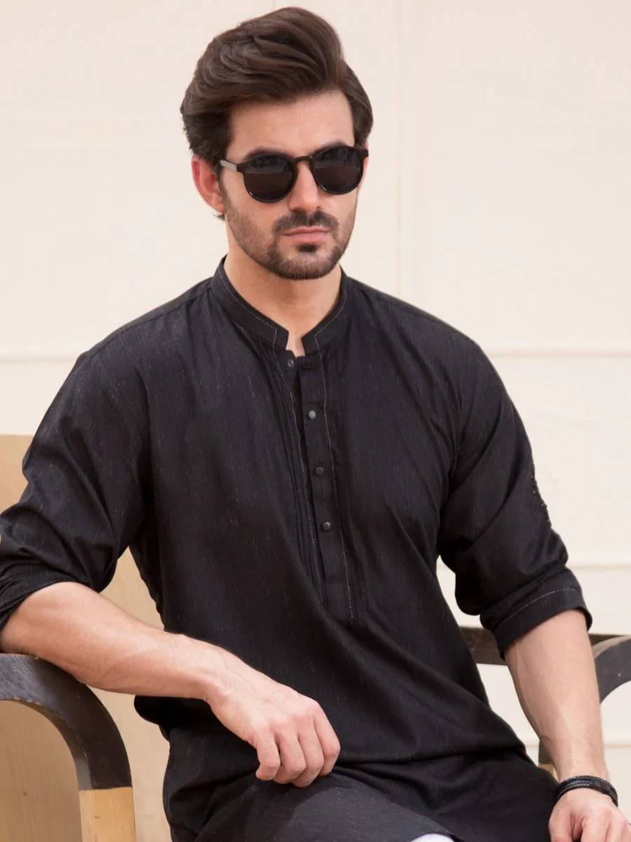 BLACK BLENDED KURTA | AL-K-US-934/AM-893D - Image 3