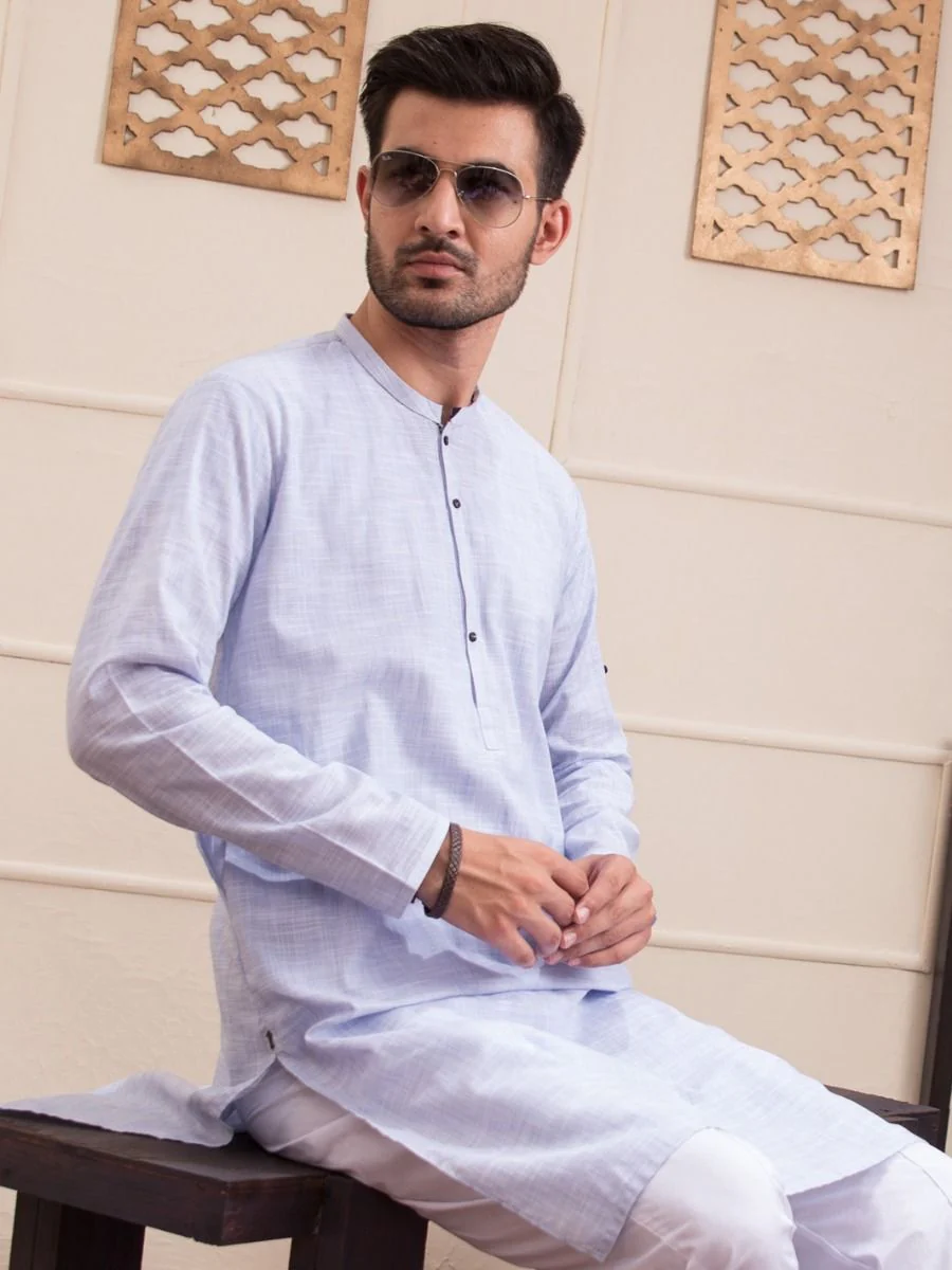 LIGHT BLUE COTTON KURTA | AL-K-US-945/AM-903E - Image 3