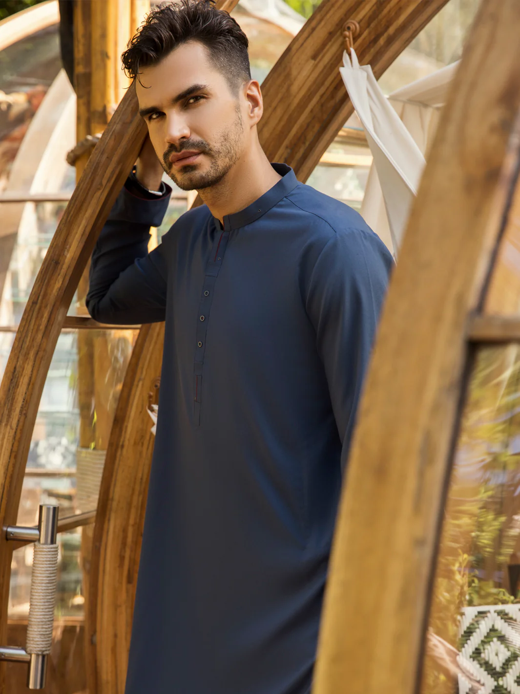 BLUE VISCOSE KURTA | AL-K-US-956/AM-5015F - Image 3