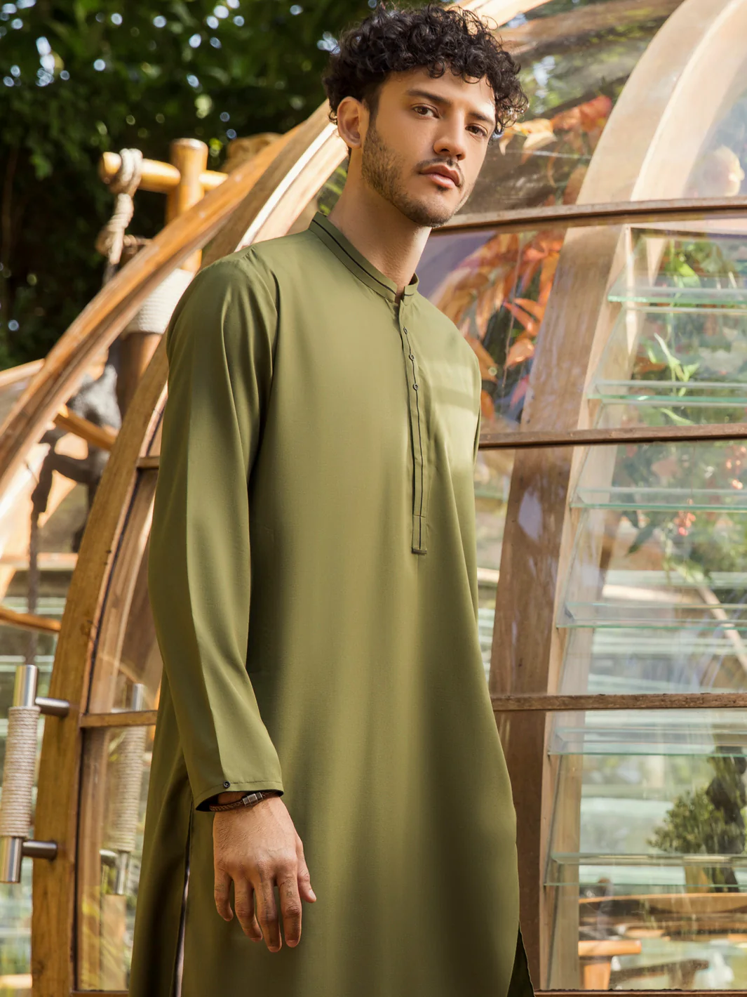 GREEN VISCOSE KURTA | AL-K-US-957/AM-5015H - Image 3