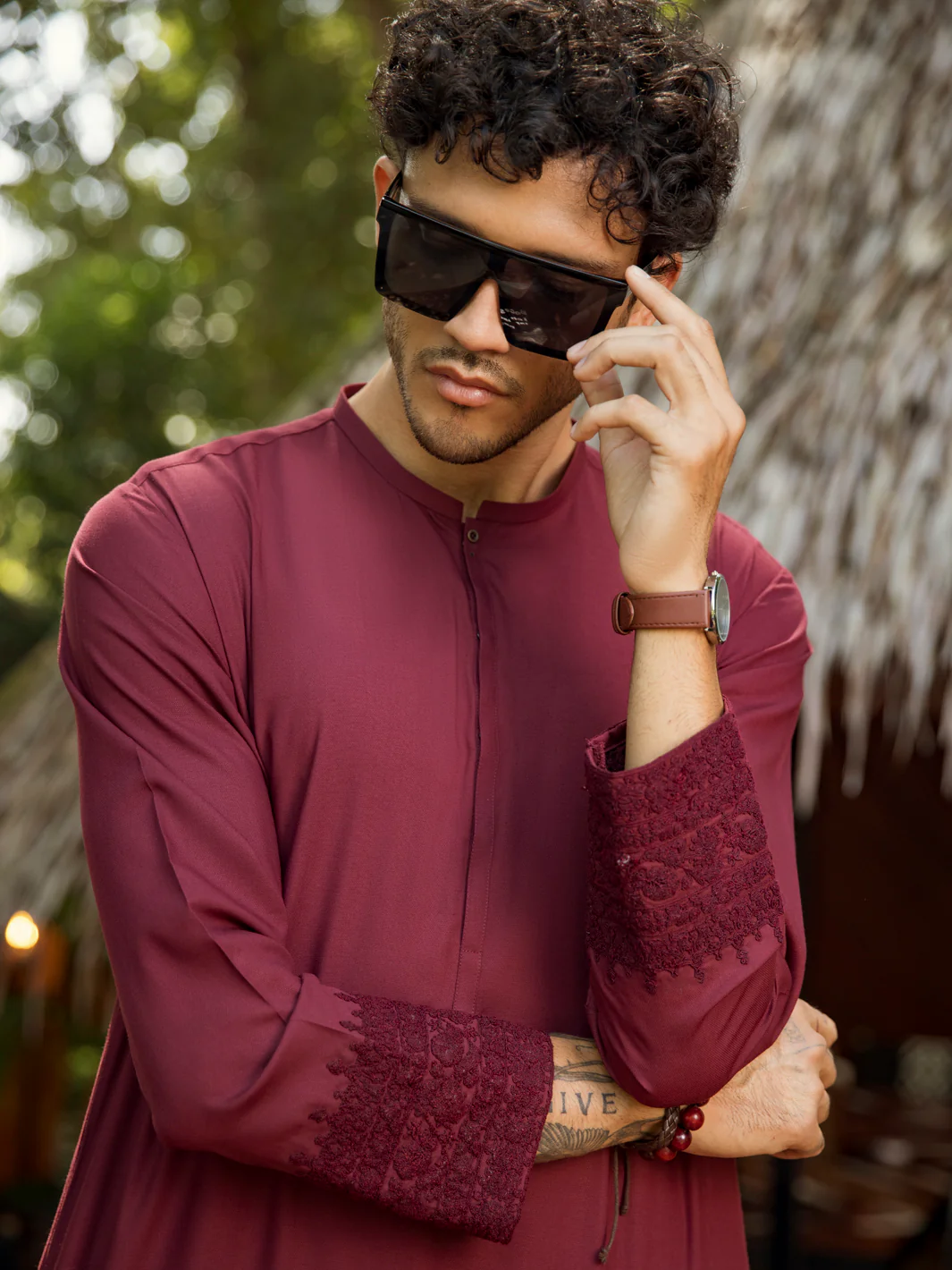 MAROON VISCOSE KURTA | AL-K-US-958/AM-5015C - Image 3