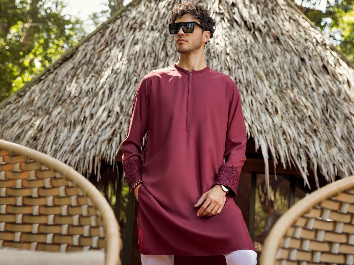 MAROON VISCOSE KURTA | AL-K-US-958/AM-5015C - Image 4