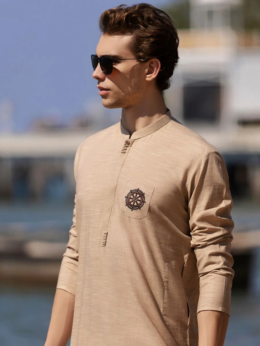 BEIGE COTTON KURTA | AL-K-US-960/AM-947-1A - Image 2