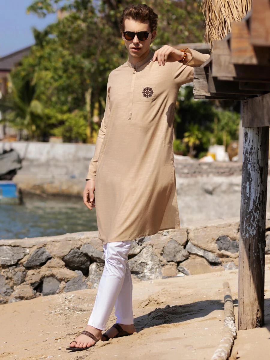 BEIGE COTTON KURTA | AL-K-US-960/AM-947-1A - Image 3